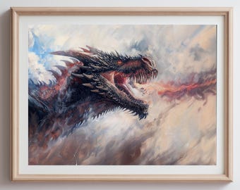 Dracarys: Epic Targaryen Dragon Fire Art | Dragon Wall Decor | GoT Fan Gift | Fantasy Dragon Poster Print