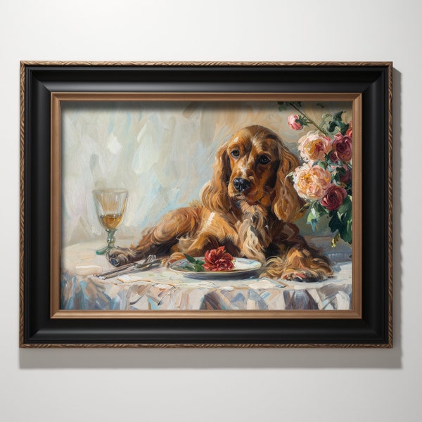 Elegant Cocker Spaniel Still-Life Art Print - Digital Download - Classic Pet Portrait Decor
