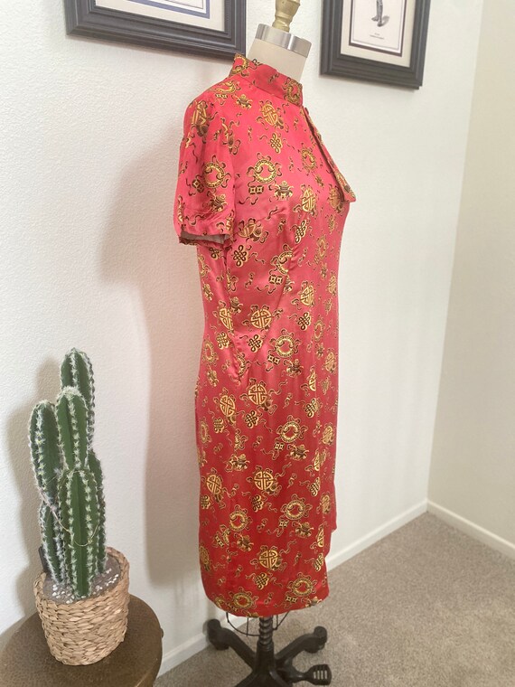 Silky Soirée | Vintage Chinese Dress | Red Satin … - image 4