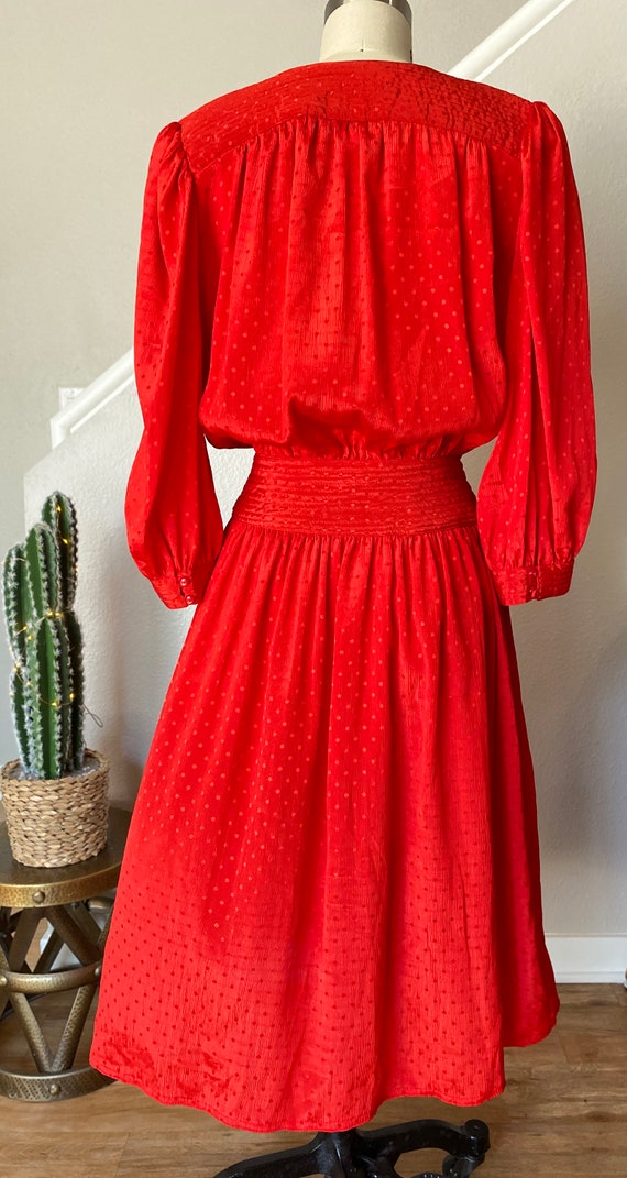 Starshine Sunshine Red Dress | 1970's Shiny Crink… - image 2