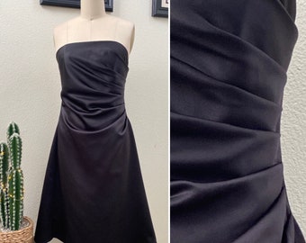 Doll Parts Prom Queen | Vintage Alfred Angelo Strapless Satin Dress  | Simple Design, Fit and Flare, Gathered Waist | Size 8