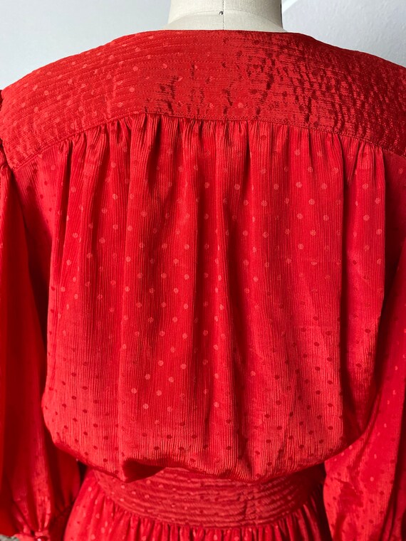 Starshine Sunshine Red Dress | 1970's Shiny Crink… - image 5