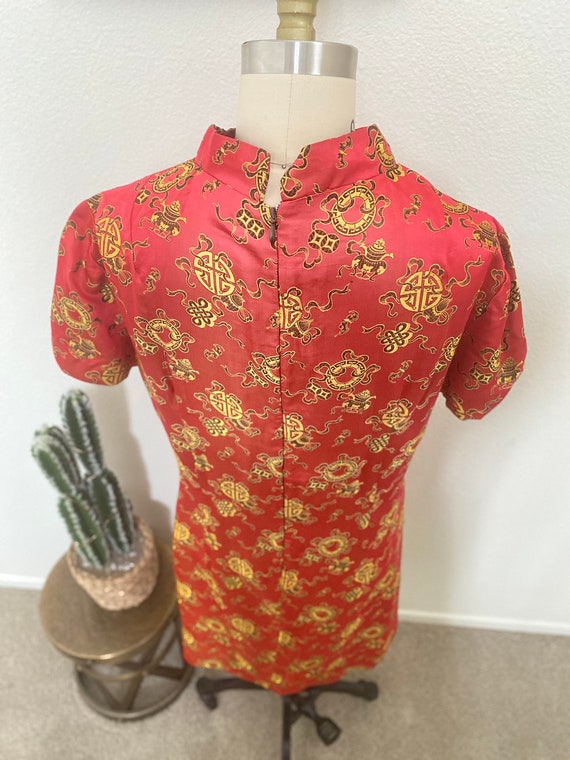 Silky Soirée | Vintage Chinese Dress | Red Satin … - image 5