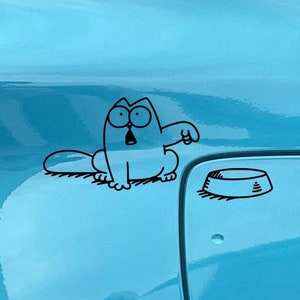 Cat with Bowl Vinyl Decal Sticker Waterproof Outdoor Rated Easy to Apply