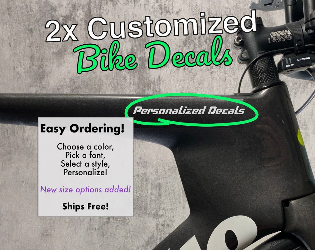 Custom Bike Frame Decals: Personalized Vinyl Stickers (set of 2) - Etsy