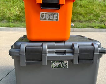 GO BOX CAMO pattern badge! waterproof vinyl Make Your Own Personalized sticker.  Easy to customize. Fast shipping! brushed aluminum!