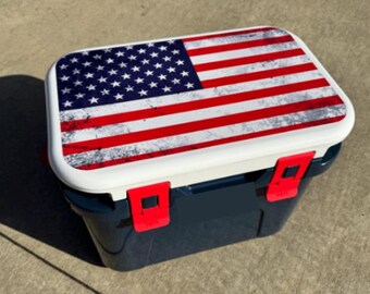 American Flag YETI Cooler Lid Decal: Laminated Vinyl Sticker