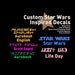 Star Wars! Aurebesh Decals! Waterproof! Sticks on Glass, helmets, metal, plastic, folders, desks and more. inspired by Star Wars Font 