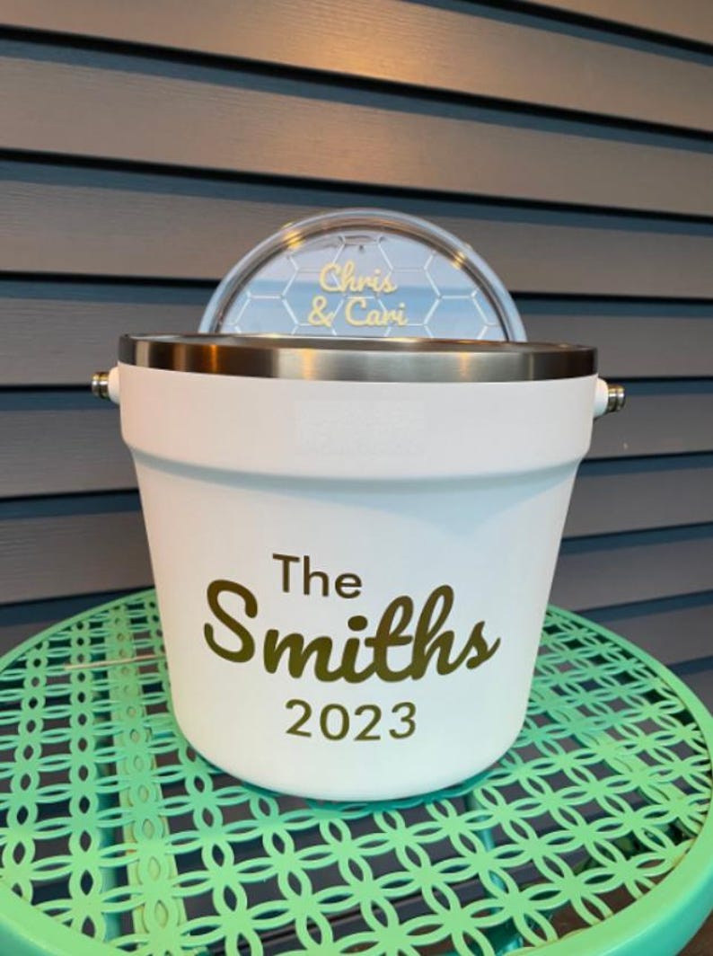 Custom Ice Bucket Decal: Personalized Wedding, Business, Text image 1