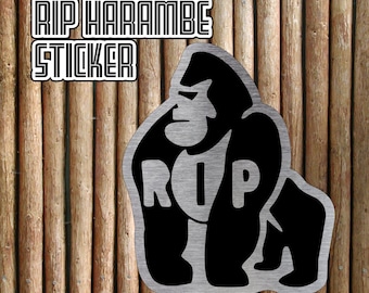 Harambe RIP 3 inch size  vinyl sticker! Pick your finish. durable design! Fast shipping!