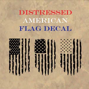 Distressed American Flag Decal Custom vinyl decal. Multiple Colors to choose from!