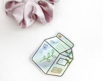 Holographic milk tea sticker | milk carton