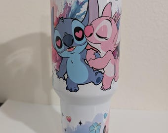 Bicchiere Stitch and Angel da 40 once, Lilo & Stitch Love