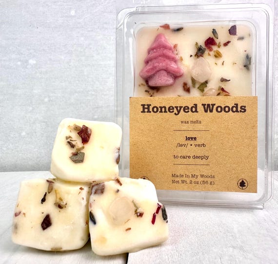 Soy Wax Melts With Crystals & Herbs | Amber Vanilla Scent, Love Intention