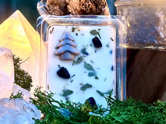 Towering Pines Wax Melts With Crystals & Herbs | Soy Wax Melts | Pine Forest Scent | Woodsy Home Fragrance | Protect Intention