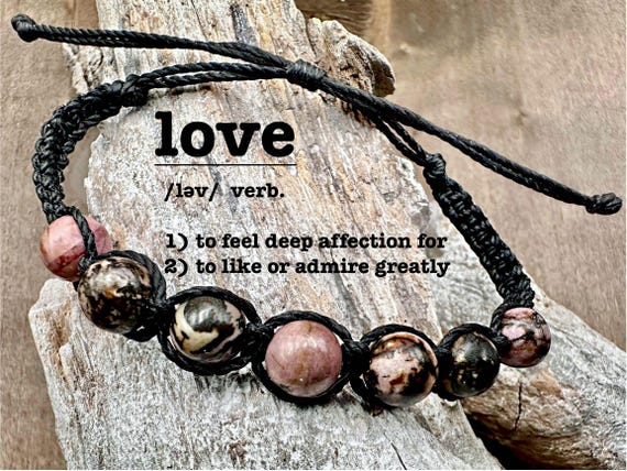 Adjustable Macrame Rhodonite Bracelet