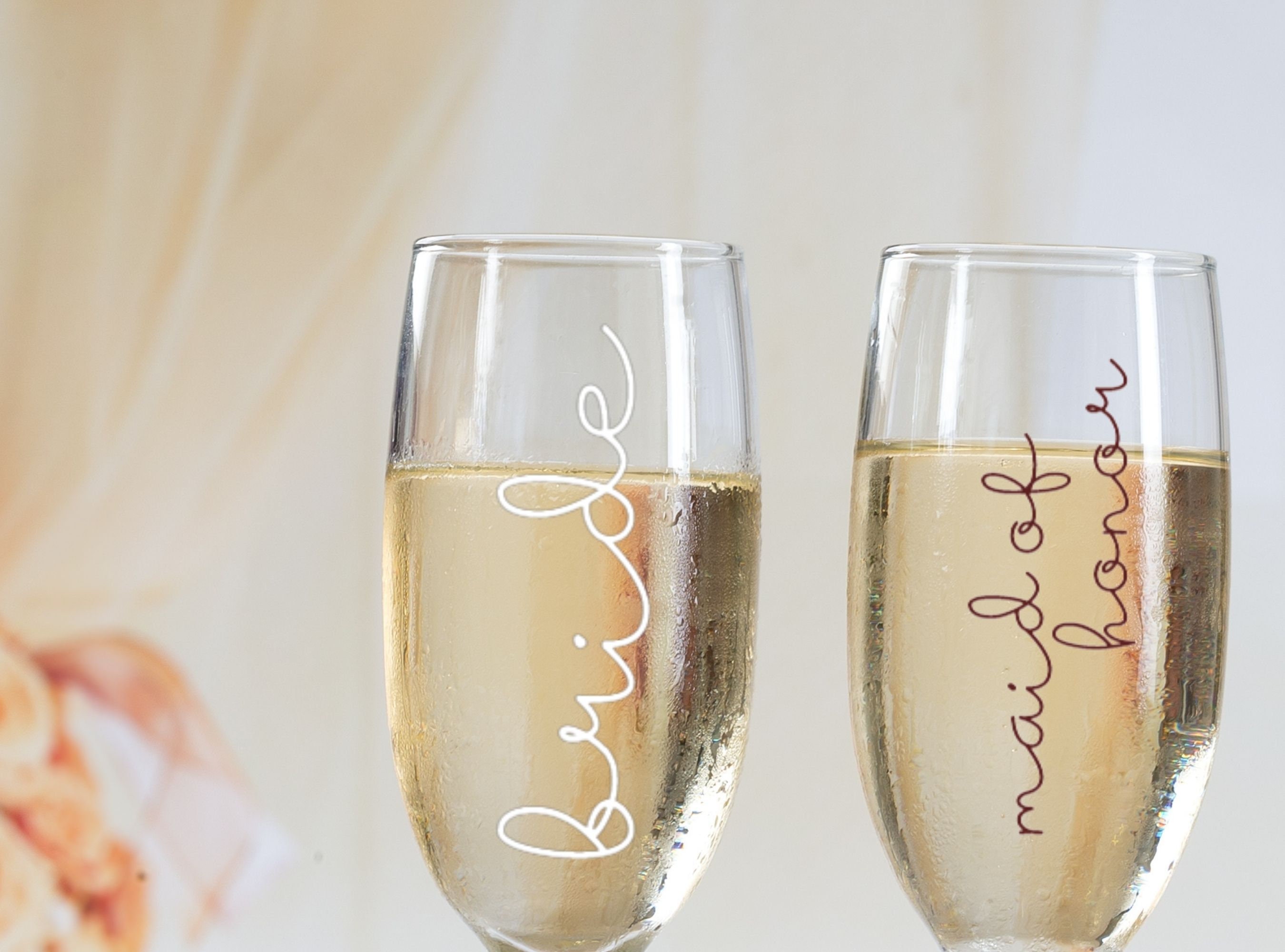 Champagne Flute Decal, Champagne Glass Decal, Bridal Party Decals, Br…