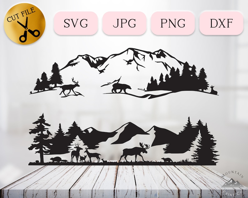 Free Free 189 Silhouette Mountain Scene Nature Svg SVG PNG EPS DXF File