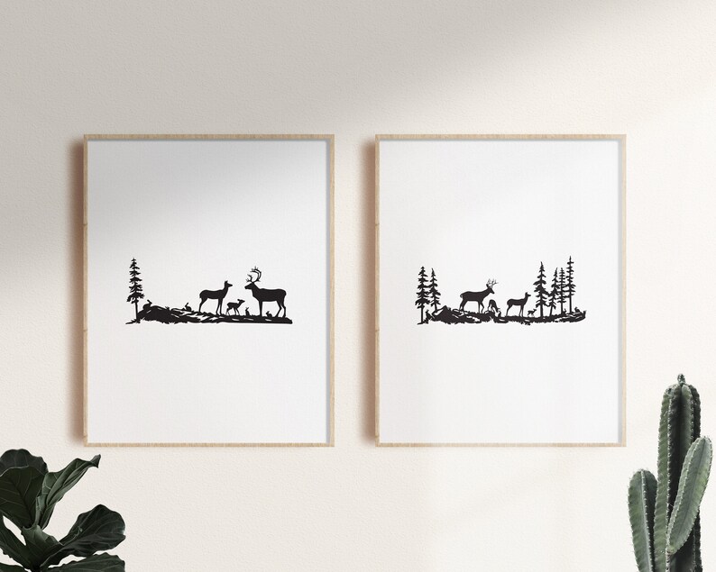 Deer Family SVG Bundle, Wild Rabbit Svg, Grass Woods Nature Silhouette ...