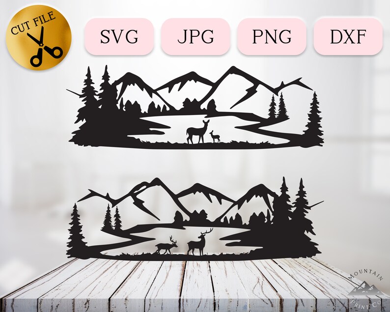Free Free 242 Silhouette Mountain Scene Nature Svg SVG PNG EPS DXF File