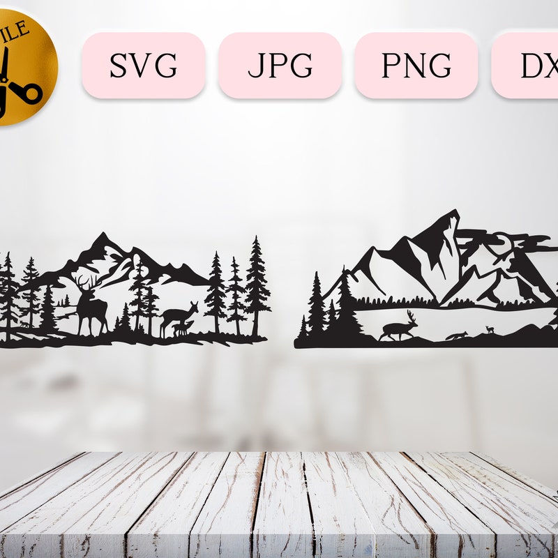Deer Mountain Scene Svg - Etsy