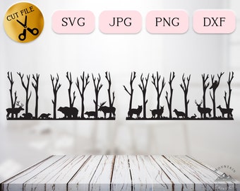 Waldtiere Bundle, Waldtiere Dxf, Waldtiere Silhouette, Biber Bär Elch Wolf Hirsch Eule Clipart, Wildtiere Png Jpg Dxf