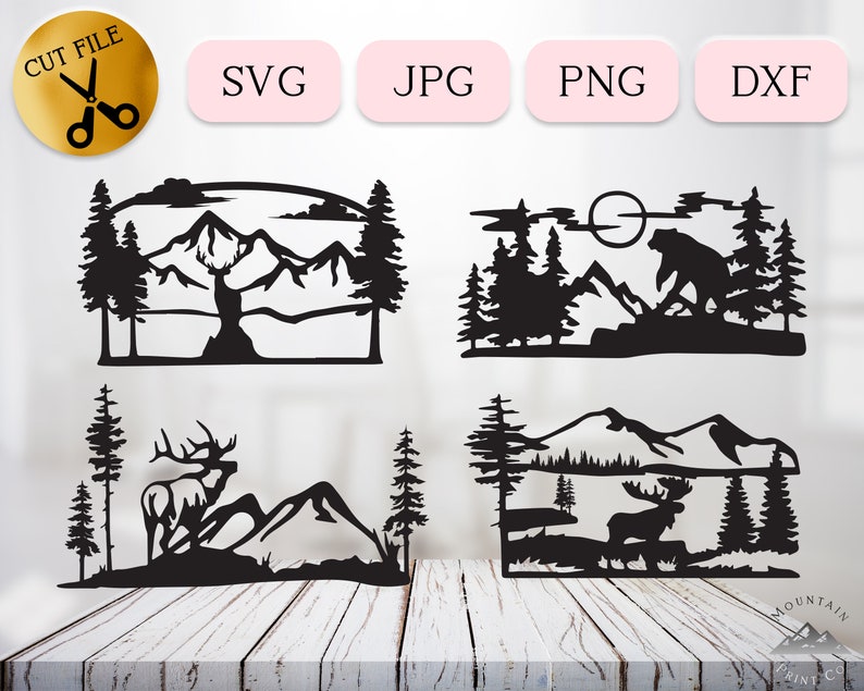 Free Free 153 Mountain Deer Scene Svg SVG PNG EPS DXF File