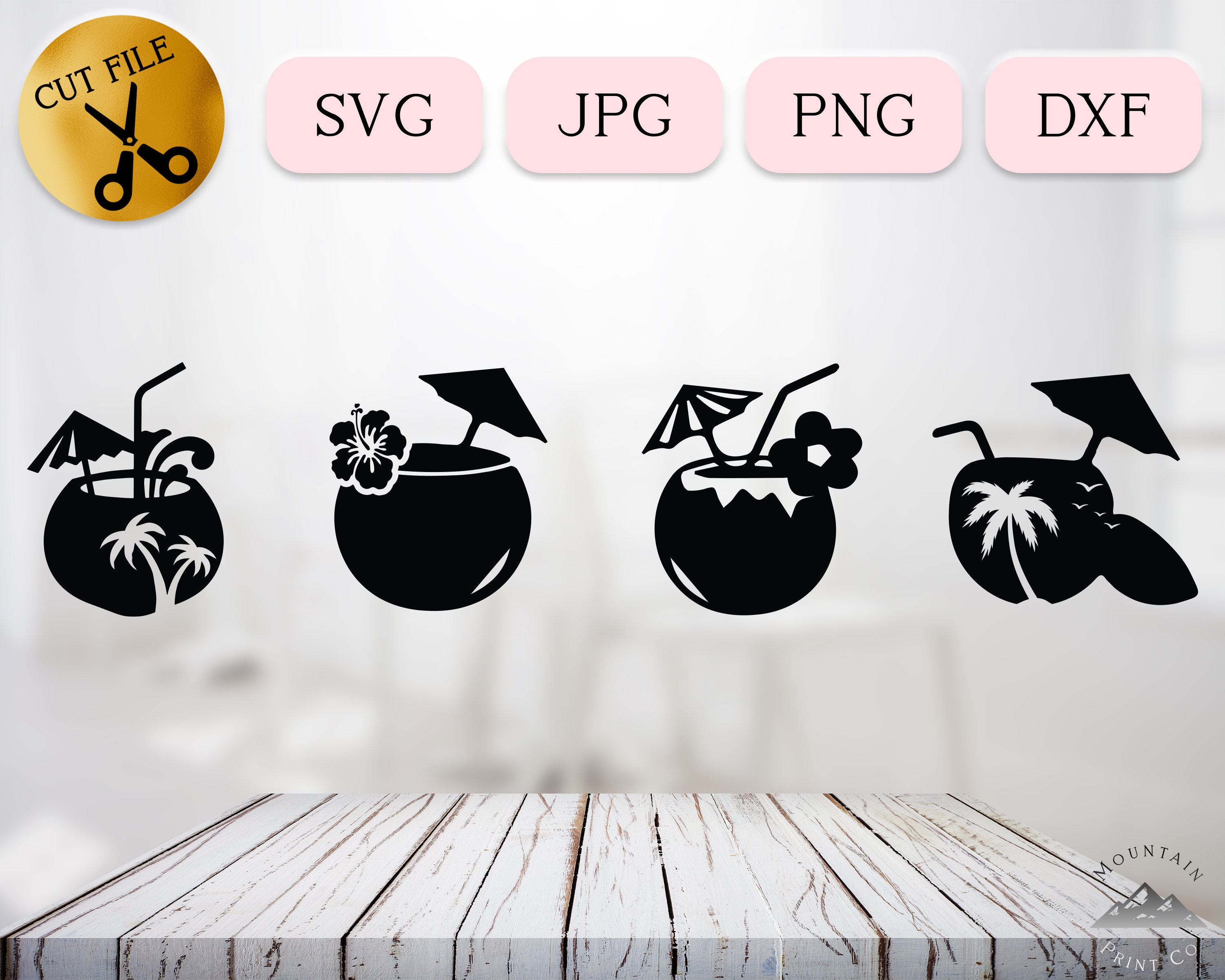 Tropical Flower And Coconut Drink Svg Coconut Svg Coc vrogue.co