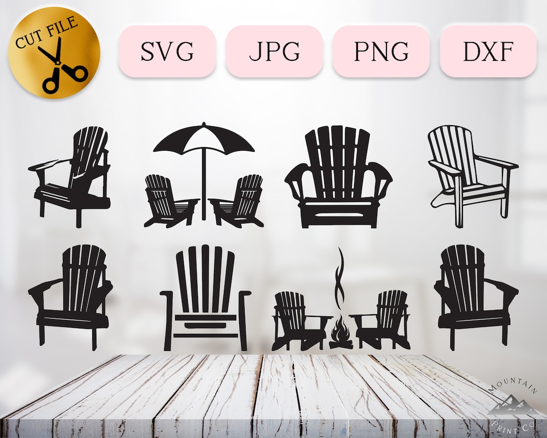 Adirondack Chair SVG Bundle, Beach Chair Svg, Lounge Chair, Muskoka