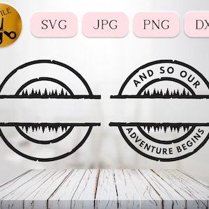 Customizable Adventure Patch Svg, Camping Logo Svg, Our Adventure Begins Svg, Scout Round Patch Vector, Circle Forest Patch Template Png Dxf