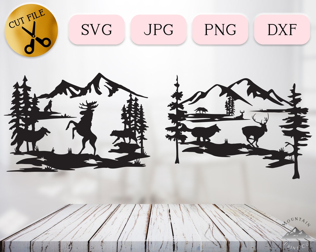 Wolves Hunting SVG, Wolf Chasing Deer SVG, Wolf Pack Hunt Moose DXF ...