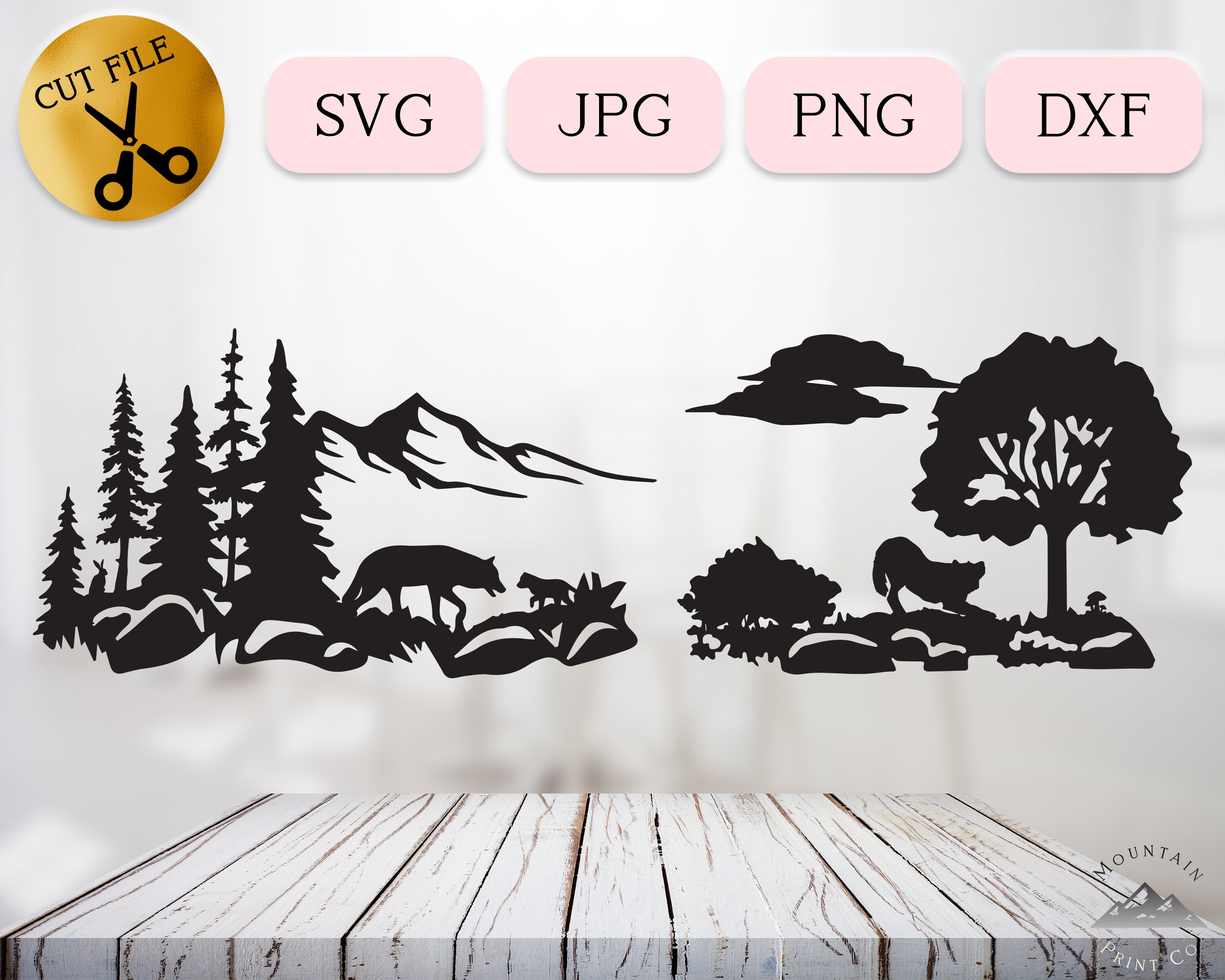 Wolf SVG Wolf Clipart Wolf DXF Hunting Nature Scene - Etsy Canada