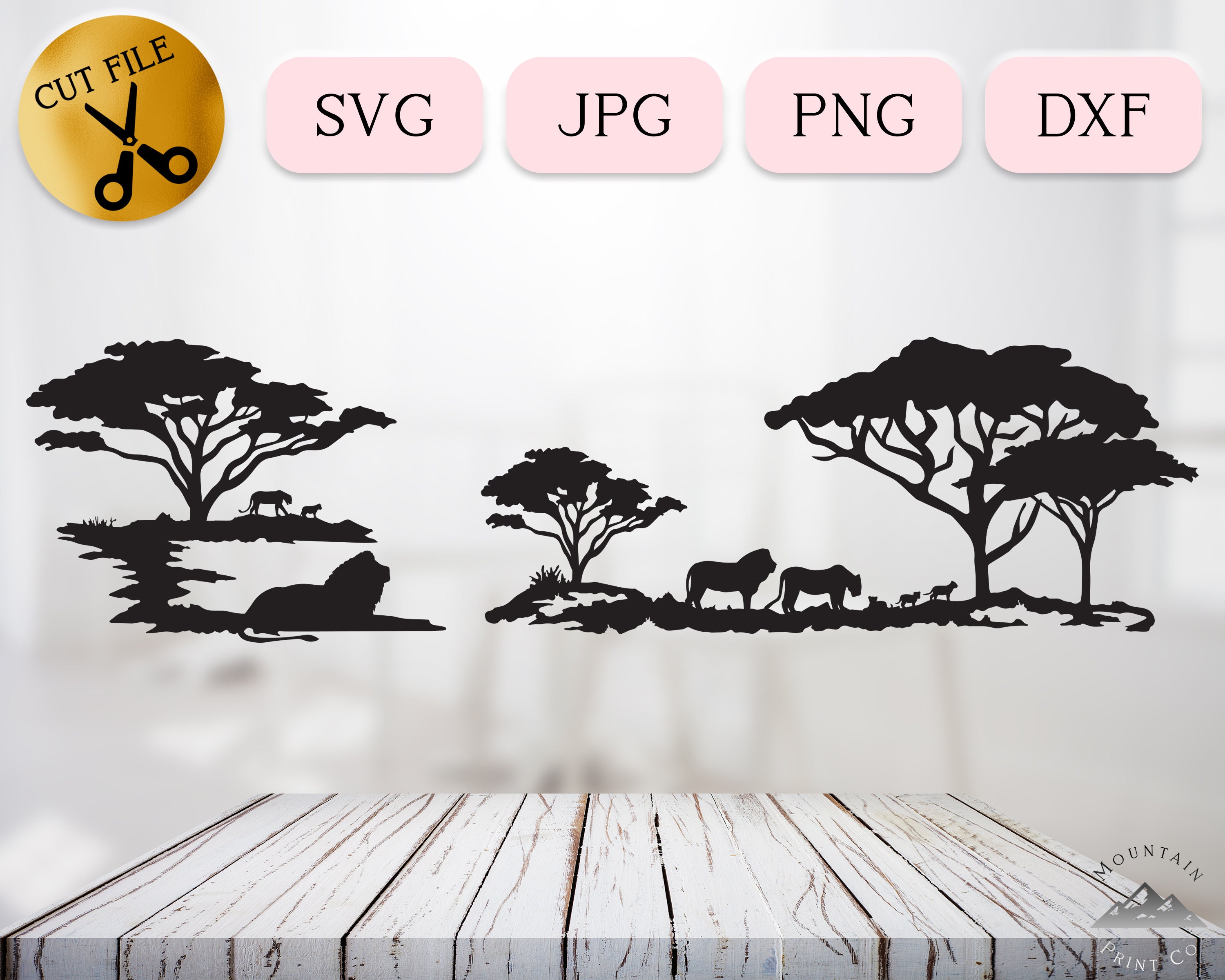 Lion Family Svg, Jungle Lioness Dxf, Pride of Lions Silhouette, Baby Lion Vector Cricut, Safari Wilderness Svg, Wild Nature Scene Png Jpg