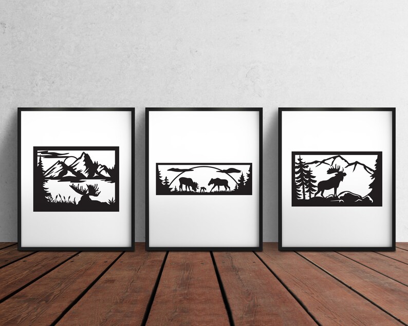 Canadian Wildlife Dxf, Border Frame Moose Eps, Metal Wall Art Moose ...