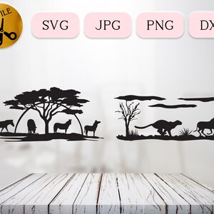 Safari Zebra Svg Bundle, Cheetah Chasing Zebra Silhouette, Safari Animal Clipart, Wild Savanna Zebra Dxf, Dazzle of Zebra Cricut Svg Png Jpg