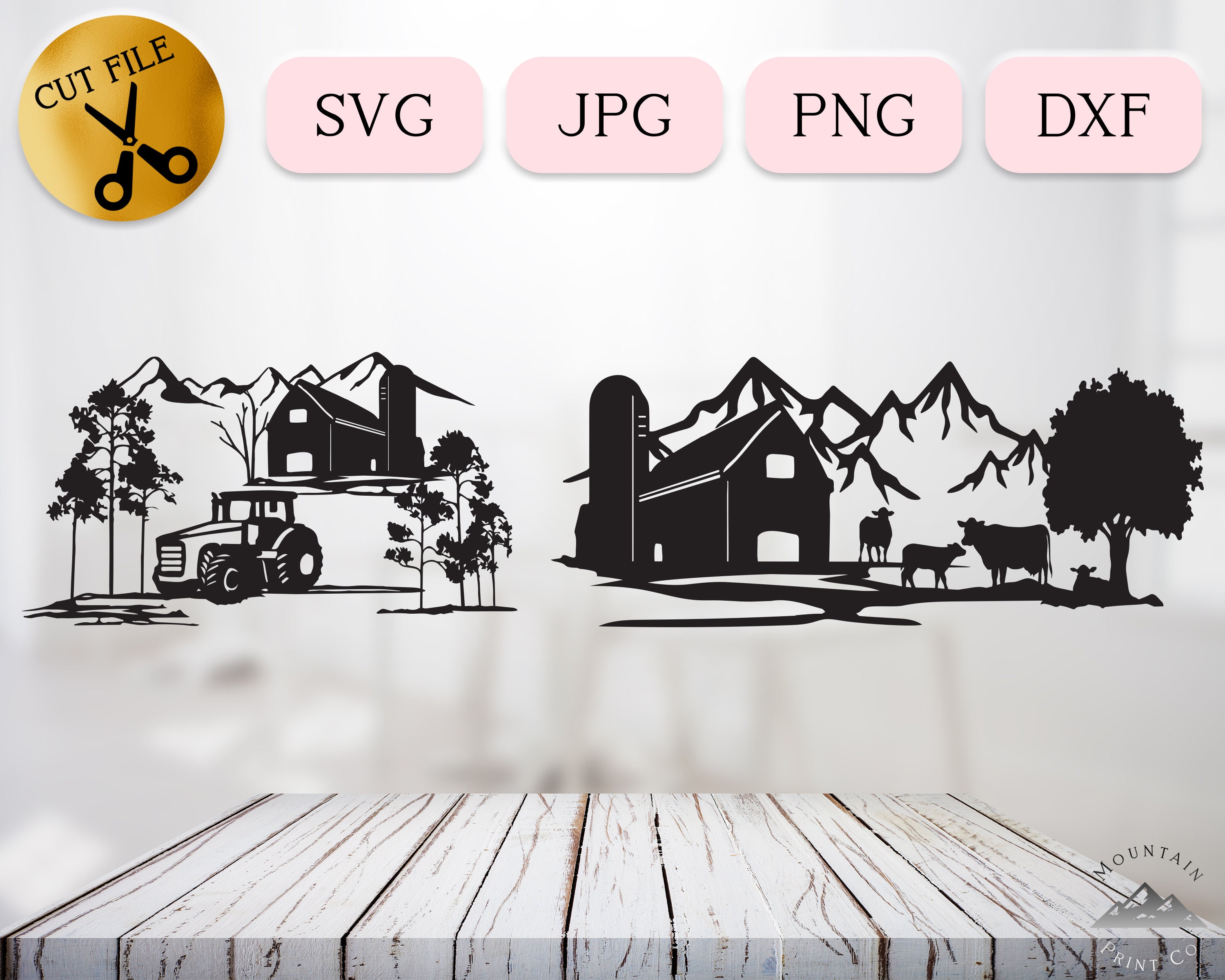 Farm Tractor Svg Scene Farm Life Svg Farmer Silhouette | Etsy