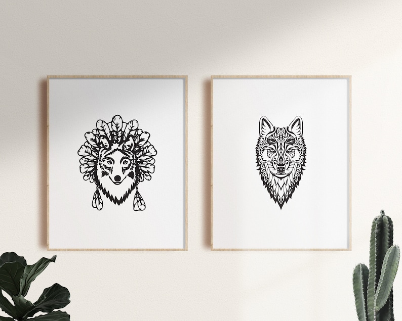 Download Wolf Head svg Boho Tribal Wolf SVG Mandala Wolf Vector | Etsy