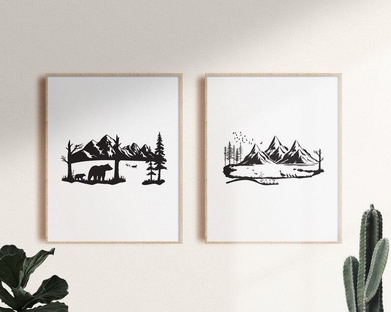 Download Wildlife Nature Lake Scene SVG Bundle Mountain Pond Landscape | Etsy