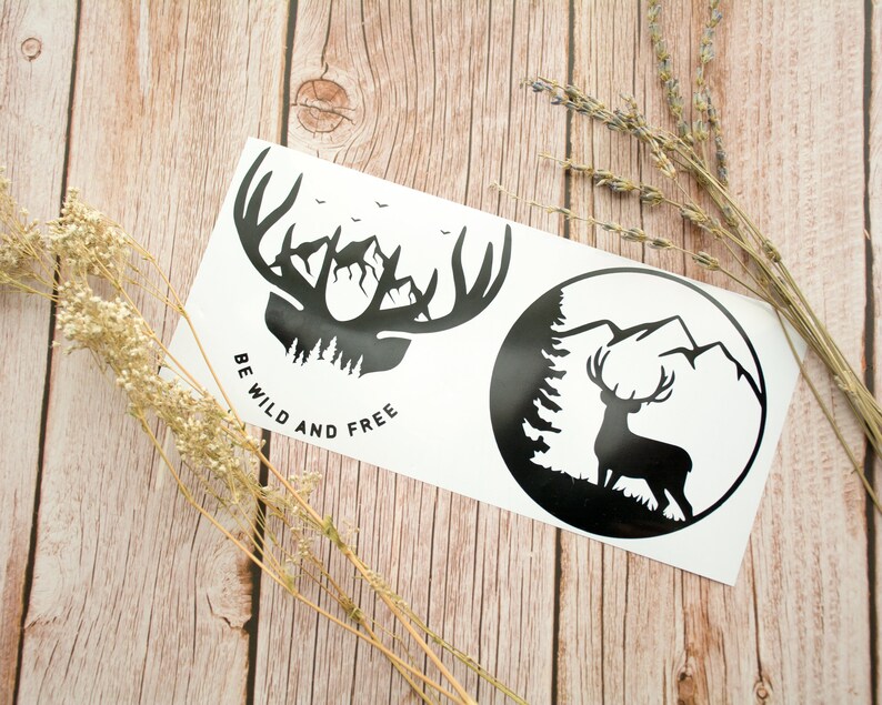 Wild and Free SVG Deer Silhouette Cut File Mountain Forest ...