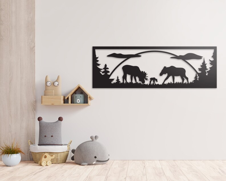 Canadian Wildlife Dxf Border Frame Moose Eps Metal Wall Art | Etsy