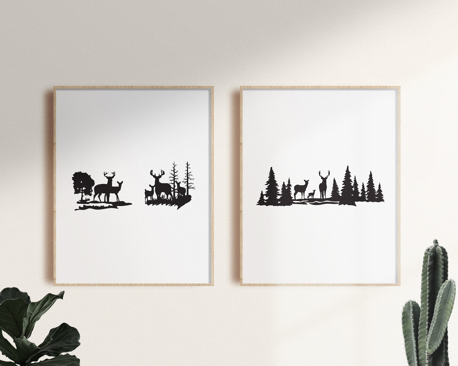 Buck and Doe in Forest Svg Bundle, Forest Deer Scene Digital Download ...