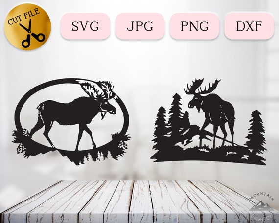 Christmas Moose Svg Bundle Snowglobe Svg Moose Forest Etsy