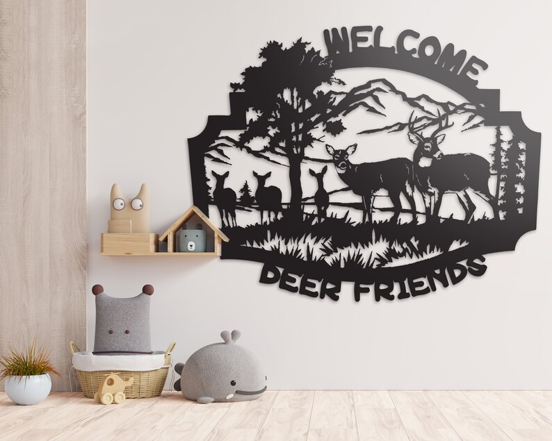 Download Woodland Deer Silhouette Nature Landscape Laser Cut File Deer Family Forest Vector Welcome Deer Friends Svg Welcome Sign Svg Jpg Png Dxf Clip Art Art Collectibles Deshpandefoundationindia Org