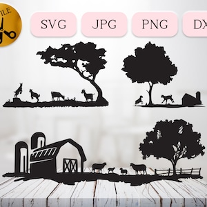 Pacchetto capra e pecora Svg, fattoria Svg Cricut, fienile Svg, animali da fattoria Dxf, capre che saltano Clipart, pecora che gioca agnello vettore, ranch Png Jpg