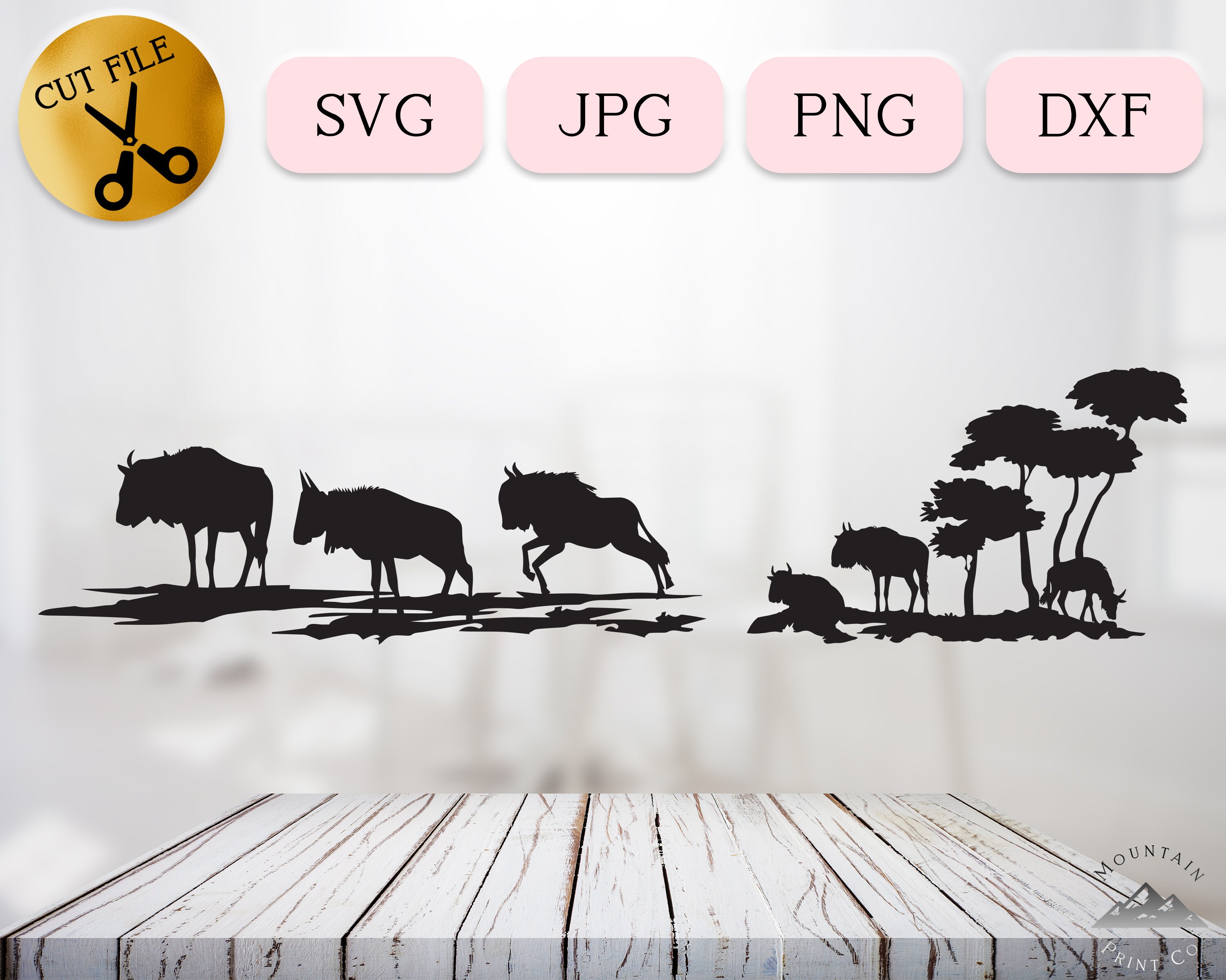 Wildebeest Vector Pattern Wildebeest Svg Bundle, Wild Wildebeest Silhouettes, Running Wildebeest ...