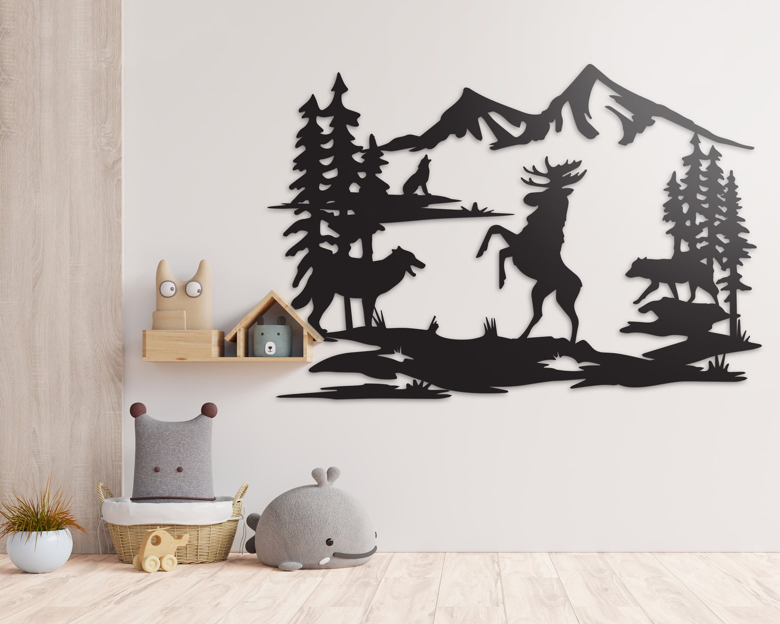 Wolves Hunting SVG, Wolf Chasing Deer SVG, Wolf Pack Hunt Moose DXF ...