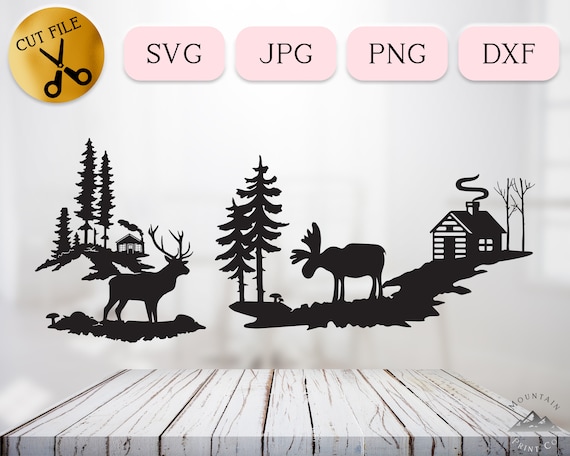 Download Winter Cabin Svg Bundle Woodland Cottage Scene Silhouette Etsy