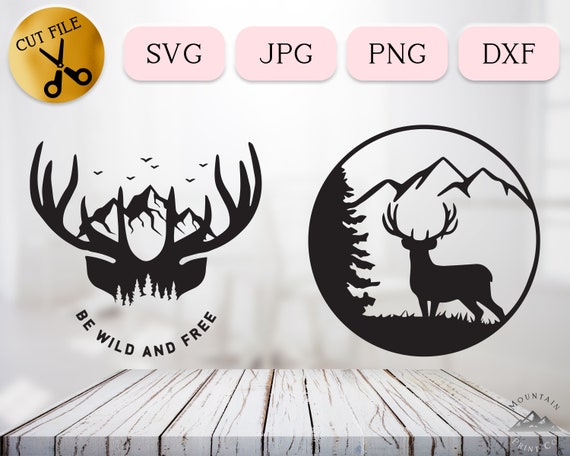 Download Wild And Free Svg Deer Silhouette Cut File Mountain Forest Etsy