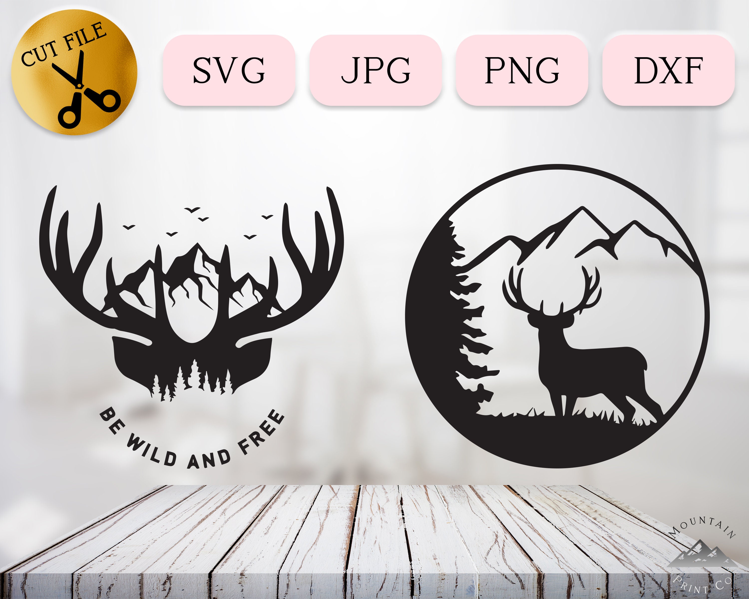 Free Free 331 Mountain Deer Scene Svg SVG PNG EPS DXF File