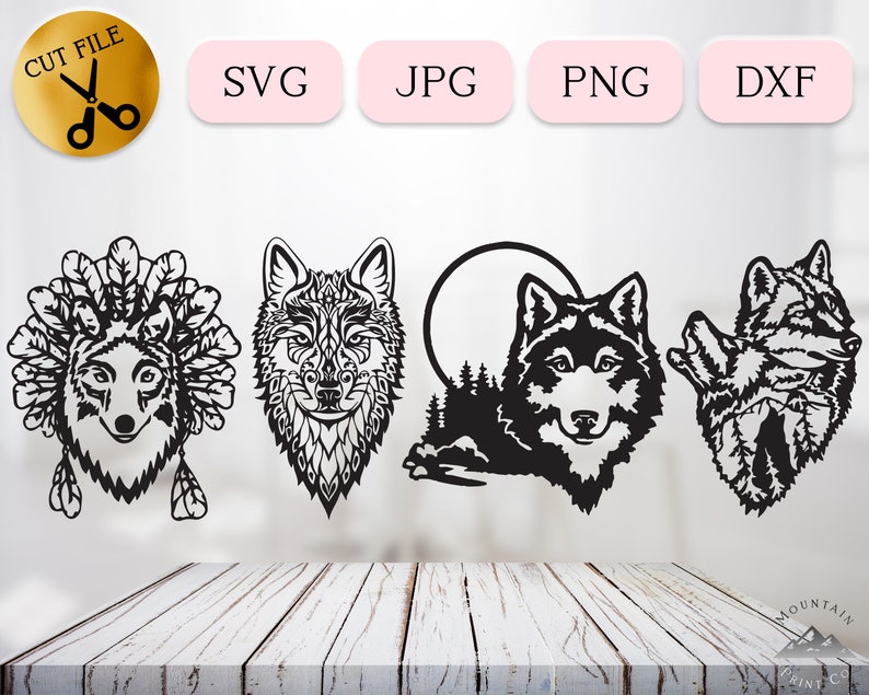 Download Wolf Head svg Boho Tribal Wolf SVG Mandala Wolf Vector | Etsy